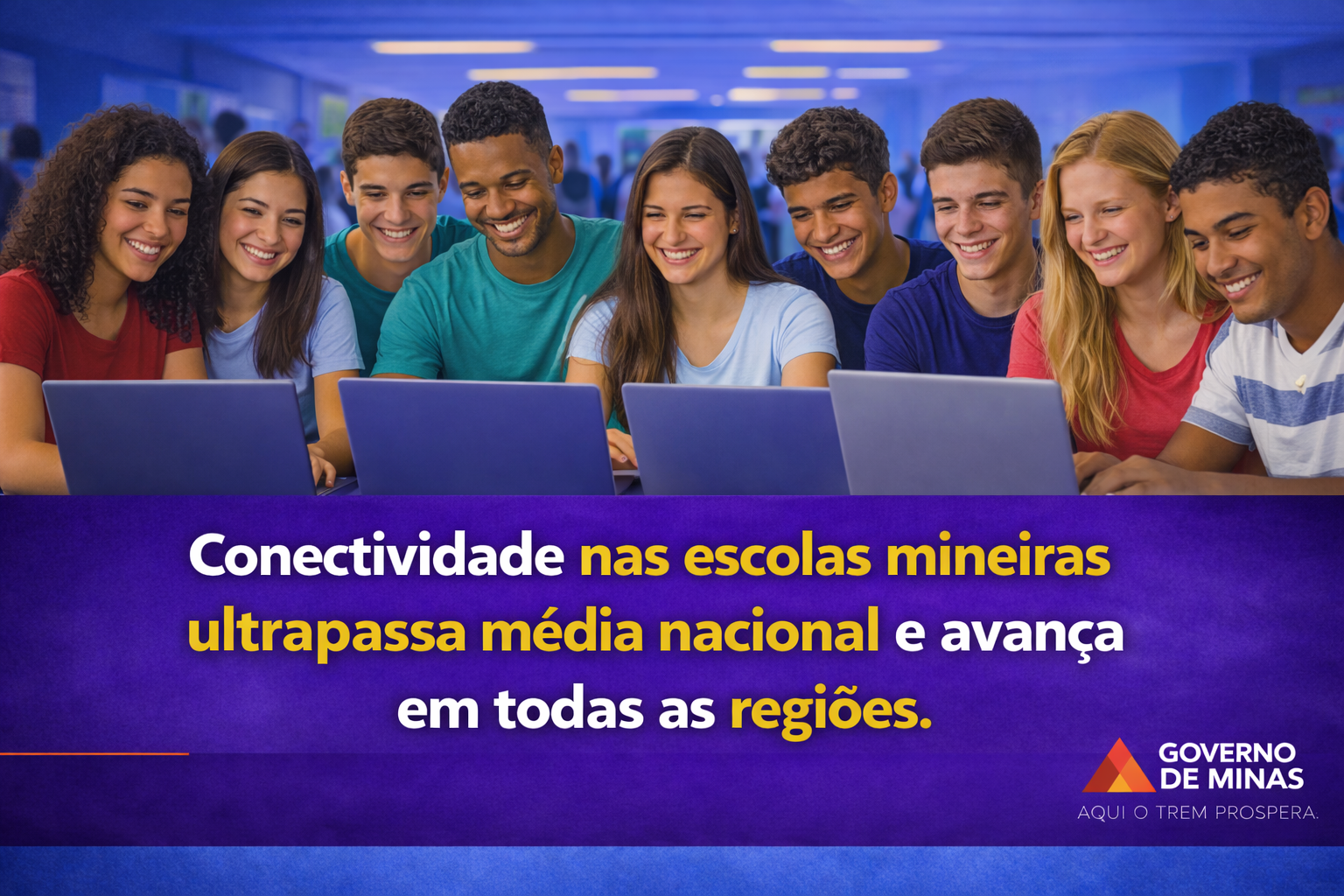 Conectividade nas escolas mineiras ultrapassa média nacional e avança em todas as regiões
