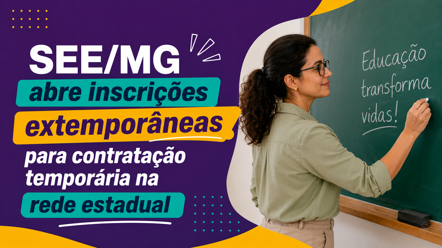 SEE/MG abre inscrições extemporâneas para contratação temporária na rede estadual