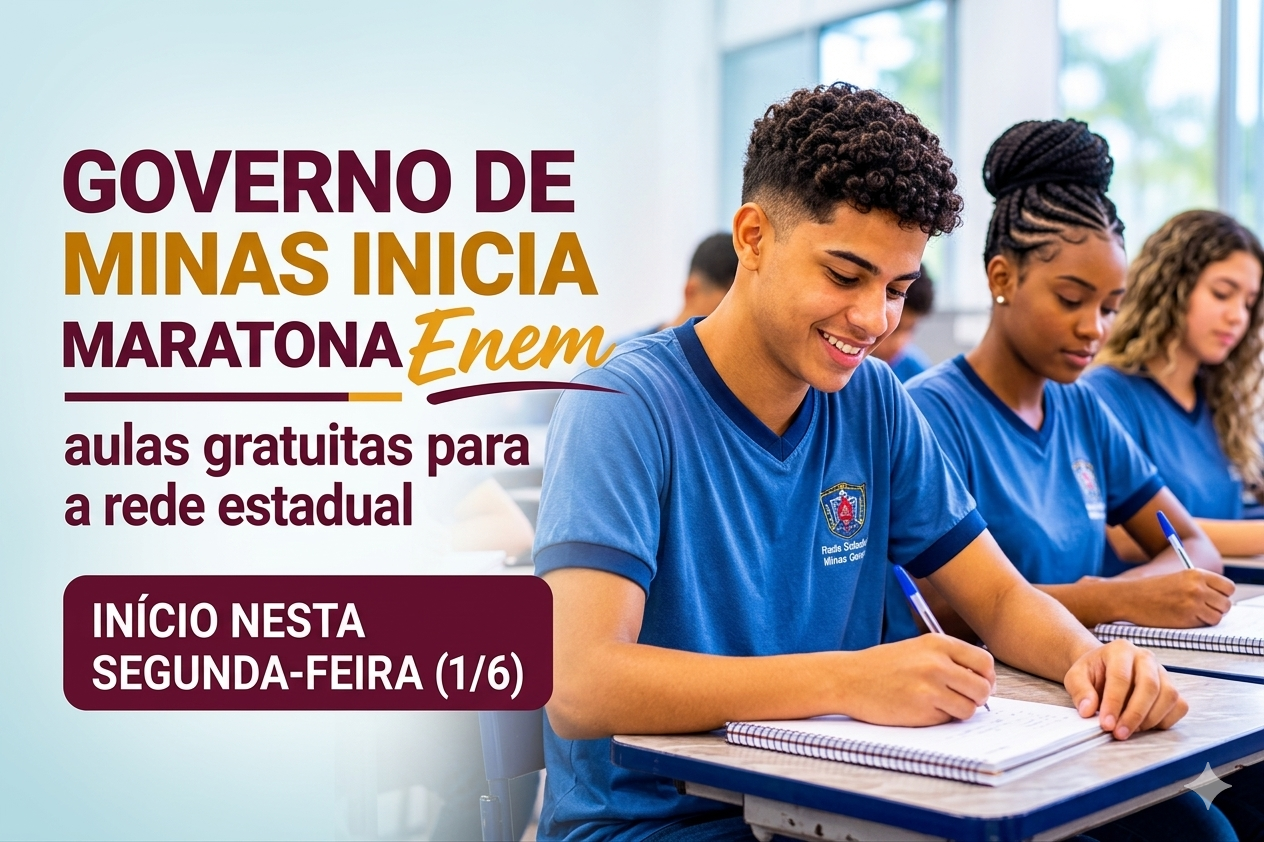 Governo de Minas inicia Maratona Enem nesta segunda-feira (1/6) com aulas gratuitas para estudantes da rede estadual